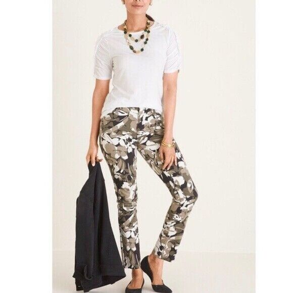 Chico's Denim - Chico's Jeans Size 1 (Sz 8) Ankle Camo Floral Girlfriend Slim Ankle Jeans
